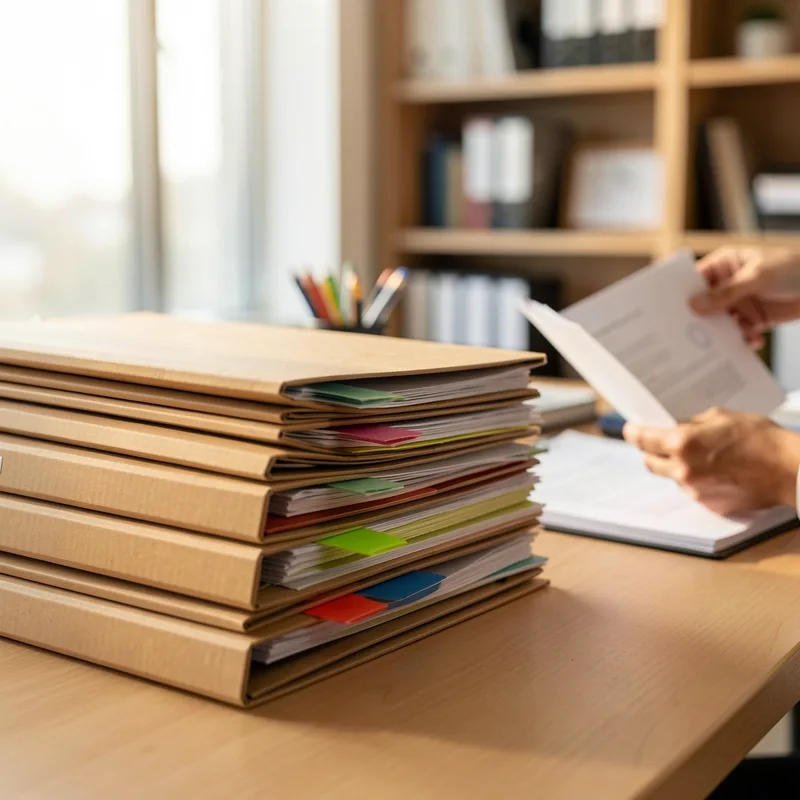 Dossiers administratifs et classeurs d&rsquo;un organisme de formation posés sur un bureau